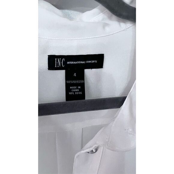 INC INTERNATIONAL CONCEPTS SHEER WHITE COLD SHOULDER LONG SLEEVE BLOUSE SZ 4V - Picture 5 of 11